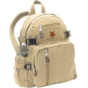 Rothco khaki Padded Adjustable Shoulder Straps Vintage Canvas Compact Backpack
